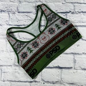 PSD Care Bears Ugly Christmas Sports Bra Womens Large Green Holiday Fair Isle